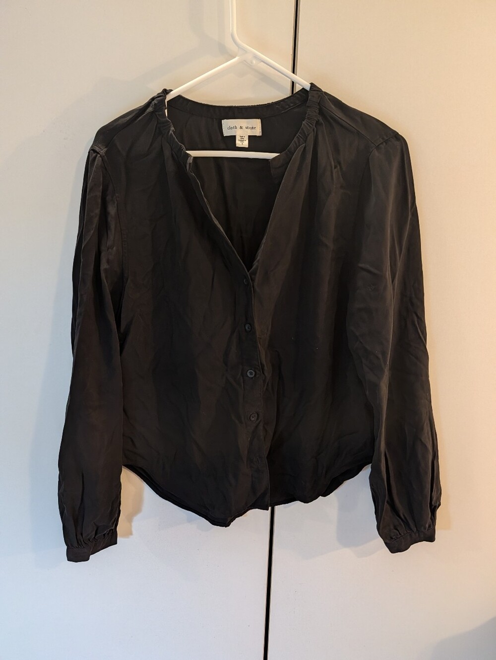 Cloth & Stone Woman's S Black Relaxed Button-Up Blouse